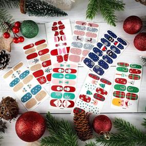 img 2 attached to 🎄 8-Sheet Christmas Nail Stickers - Full Nail Wrap Adhesive Decals with Stylish Deer, Snowman, and Xmas Tree Designs. Includes Nail File - Perfect Women's Christmas Nail Decoration