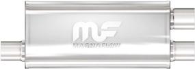 img 1 attached to 🔊 MagnaFlow Performance Muffler Exhaust 12267 - Oval Offset/Dual (Transverse), 5in x 8in, Straight-Through Design, 3in Inlet/2.5in Outlet Diameter, 24in Overall Length, Satin Finish - Enhancing Classic Deep Exhaust Sound