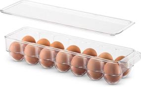 img 3 attached to 🥚 Stackable Egg Holder Bins - Plastic Refrigerator Organizer Tray Set for Fridge Freezer - Clear Storage Container with Lid & Handles - Holds 14 Eggs