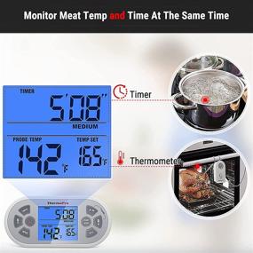 img 1 attached to 🔥 ThermoPro TP21 Wireless Meat Thermometer - Ultimate Grilling and Smoking BBQ Thermometer for Cooking - 8.5' Meat Probe included - Smoker Thermometer with Alert, Timer, and LCD Backlit Screen