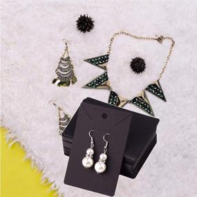 img 1 attached to 🖤 OJYUDD Black Earring and Necklace Card Display Set: 150 Pcs Cards with Bags and Kraft Paper Tags for Jewelry Presentation (3.5 x 2 inch, Black)
