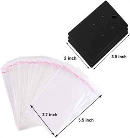 img 3 attached to 🖤 OJYUDD Black Earring and Necklace Card Display Set: 150 Pcs Cards with Bags and Kraft Paper Tags for Jewelry Presentation (3.5 x 2 inch, Black)