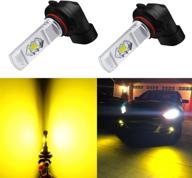 🔆 high-performance alla lighting 3800lm 9145 9140 h10 led fog lights bulbs: 9155 py20d base, 3000k amber yellow xtreme super bright eti 56-smd replacement logo