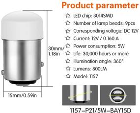 img 3 attached to 💡 DuaBhoi Светодиодная лампа 1157 - 2 шт. Белый - Замена для автомобиля, дома на колесах, кемпера задний тормоз, поворотный сигнал, задний ход, стоп, парковка, внутренние огни - Также подходит для 2057, 2357, 7528, BAY15D, 1034, 3496