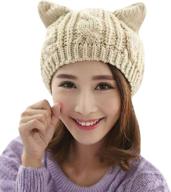 cute woollike knitted cat kitty ears women lady girl headgear crochet hats by amberetech: stylish and adorable accessories for fashion lovers logo