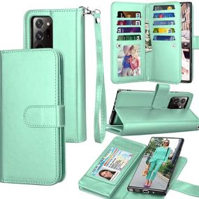 img 4 attached to Protective Wallet Case for Samsung Galaxy Note 20 Ultra: Detachable Magnetic Hard Case, Credit Card Slots, Luxury PU Leather Cover in Turquoise