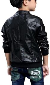 img 3 attached to 🧥 Chinaface Boy's Trendy Stand-Collar PU Leather Spring Moto Jacket: Sleek Black Style