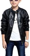 🧥 chinaface boy's trendy stand-collar pu leather spring moto jacket: sleek black style logo