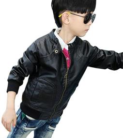 img 2 attached to 🧥 Chinaface Boy's Trendy Stand-Collar PU Leather Spring Moto Jacket: Sleek Black Style