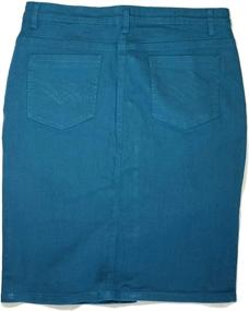 img 1 attached to 👗 Knee High Skirt with Side Pockets for Women in Colored Jeans Style - Button Front, Cut-Off Design, Size 4 (Fits Small, Please Order One Size Up)