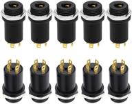 🔌 indusky 3.5mm mini stereo female jack socket plug - 10pcs set with nuts | gold plated, 4 pole vertical socket for panel mount | headphone audio video connector logo