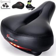 🚲 giddy up! bike seat - comfortable memory foam waterproof saddle, universal fit, shock absorbing with mounting wrench, allen key, reflective band & waterproof cover logo