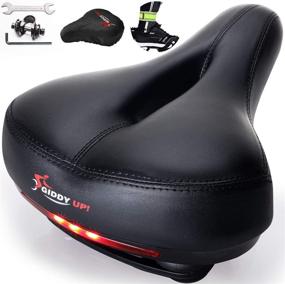 img 4 attached to 🚲 Giddy Up! Bike Seat - Comfortable Memory Foam Waterproof Saddle, Universal Fit, Shock Absorbing with Mounting Wrench, Allen Key, Reflective Band & Waterproof Cover