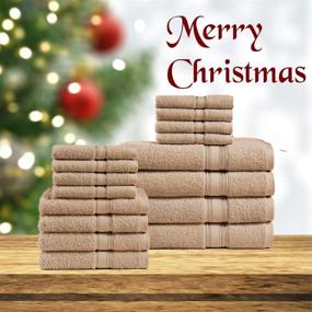img 3 attached to 🛁 Luxurious Bathroom Towel Sets - Premium Quality (4 Bath Towels, 4 Hand Towels, 8 Wash Cloths) Soft, Fluffy and Absorbent - Large Taupe Bath Towels