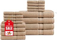 🛁 luxurious bathroom towel sets - premium quality (4 bath towels, 4 hand towels, 8 wash cloths) soft, fluffy and absorbent - large taupe bath towels logo