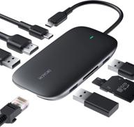 🔌 hoyoki usb c hub hdmi 4k: 8-in-1 type c adapter with ethernet, 100w pd charger, usb 3.0 ports, and sd card reader for macbook pro, chromebook, hp xps, and more логотип