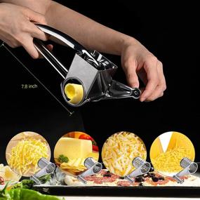 img 3 attached to 🧀 Versatile 5 Pcs Hand Held Rotary Cheese Grater: Stainless Steel Shredder, Slicer & Vegetable Cutter