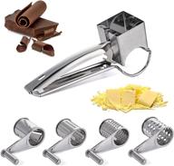 🧀 versatile 5 pcs hand held rotary cheese grater: stainless steel shredder, slicer & vegetable cutter logo