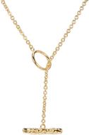 aurelia mae 18k gold plated toggle necklace: elegant rolo & layering link chain t-bar design logo