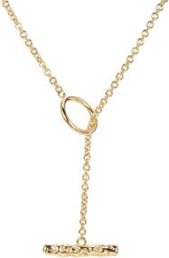 img 4 attached to Aurelia Mae 18K Gold Plated Toggle Necklace: Elegant Rolo & Layering Link Chain T-Bar Design