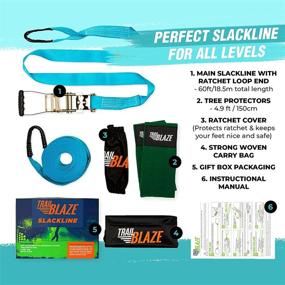 img 3 attached to 🌲 Trailblaze 60 Feet Slackline Kit: Fun and Safe Outdoor Activity Set for All Ages with Ratchet Cover, Tree Protector, and Carry Bag