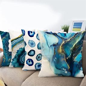 img 2 attached to Navy Blue Decorative Pillow Covers 18 x 18 - Set of 4 | Marble Design 🔵 Texture Throw Pillow Covers | Turquoise Blue Room Decor | Couch Sofa Living Room Patio Summer Home Decor