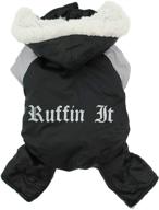 🐾 ruffin' it snowsuit - black & grey - large (l) - the perfect dog coat for winter adventures logo