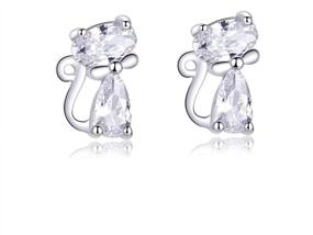 img 4 attached to 🦄 WOSTU 925 Sterling Silver Stud Earrings: Unicorn and Ladybug Animal Earrings for Girls, Hypoallergenic CZ Studs