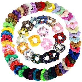 img 3 attached to 🎀 65 Pcs Hair Scrunchies: Versatile Velvet, Silk, and Chiffon Flower Elastic Hair Ties - Perfect Hair Accessories for Women or Girls | Ideal for Christmas & New Year