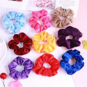 img 2 attached to 🎀 65 Pcs Hair Scrunchies: Versatile Velvet, Silk, and Chiffon Flower Elastic Hair Ties - Perfect Hair Accessories for Women or Girls | Ideal for Christmas & New Year