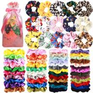 🎀 65 pcs hair scrunchies: versatile velvet, silk, and chiffon flower elastic hair ties - perfect hair accessories for women or girls | ideal for christmas & new year logo