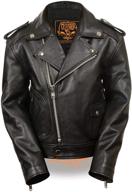 premium milwaukee leather lkk1920 boy's black leather biker jacket: patch pocket styling & superior quality logo