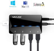 🔌 wavlink usb-прибор для зарядки от usb - 4 порта данных usb 3.0, 1 порт интеллектуальной зарядки (2.4a), 12v/2a адаптер питания - usb-разветвитель для поддержки ноутбука, пк, mac, windows. логотип