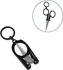 img 1 attached to 🔪 Munkees Mini Folding Scissors Keychain: Compact Stainless Steel Cutter for Crafting, Emergency, Survival, Camping, and More