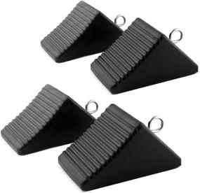 img 4 attached to AFA Tooling - 4 Pack Wheel Chocks: Heavy Duty Nylon Rubber Wedges with Weighted Design, Tie Off Eyebolts - Ideal Chock Block for Camper, Trailer, RV, Truck, Car or ATV