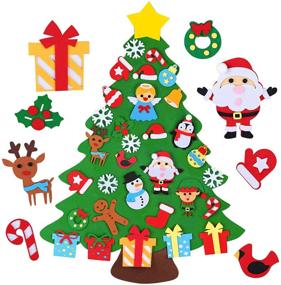 img 4 attached to 🎄 D-FantiX DIY Felt Christmas Tree for Toddlers - 3.1FT 3D Kids Christmas Tree Set with 32 Detachable Ornaments - Home Wall Hanging Xmas Decorations Gift