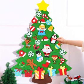 img 3 attached to 🎄 D-FantiX DIY Felt Christmas Tree for Toddlers - 3.1FT 3D Kids Christmas Tree Set with 32 Detachable Ornaments - Home Wall Hanging Xmas Decorations Gift
