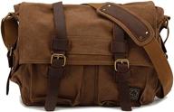 sechunk vintage military-style leather canvas 👜 laptop bag messenger bags - medium size logo