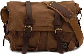 img 1 attached to Sechunk Vintage Military-Style Leather Canvas 👜 Laptop Bag Messenger Bags - Medium Size