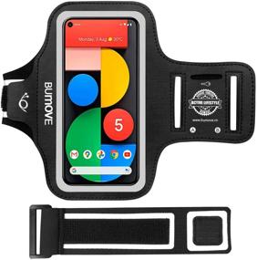 img 4 attached to 📱 Google Pixel 5a/5/4a/4/3 Armband with Key/Card Holder - BUMOVE Gym Running Workouts Sports Phone Arm Band (Black)