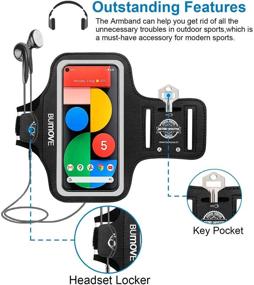 img 3 attached to 📱 Google Pixel 5a/5/4a/4/3 Armband with Key/Card Holder - BUMOVE Gym Running Workouts Sports Phone Arm Band (Black)