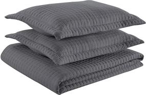 img 3 attached to 🛏️ Stylish & Cozy: Chezmoi Collection 3-Piece Quilted Bedspread Set, Queen Size - Charcoal