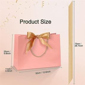 img 3 attached to FYY 6Pcs Medium Size Gift Bags with Handles - Waterproof Colorful Paper Bags for Baby Shower, Wedding, Party, Birthday, and Holiday Celebrations (12.6 x 4.3 x 9.8 inch, 6 Colors) - Golden Bow Ribbon