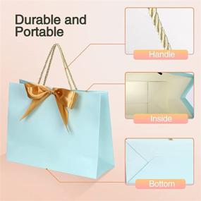 img 2 attached to FYY 6Pcs Medium Size Gift Bags with Handles - Waterproof Colorful Paper Bags for Baby Shower, Wedding, Party, Birthday, and Holiday Celebrations (12.6 x 4.3 x 9.8 inch, 6 Colors) - Golden Bow Ribbon