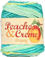 🍑 peaches n crème p&amp;c yarn, green stripey stripes, 95 yards logo