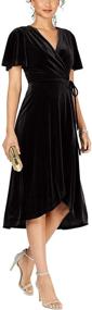 img 3 attached to R.Vivimos Elegant Flowy Party Plus Size Midi Dresses: Women's Velvet Pleated Wrap with Tie Waist