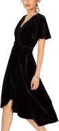 r.vivimos elegant flowy party plus size midi dresses: women's velvet pleated wrap with tie waist logo