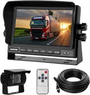 🚚 truck/rv/trailer/bus/vans/vehicle backup camera system kit with 7-inch lcd reversing monitor, 170 ° wide angle, 18 ir night vision, ip68 waterproof rear view camera logo