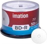 📀 imation bd-r 6x 25gb blu-ray - 50 pack white inkjet hub printable blank media discs for data, movies, games logo