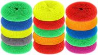 🍽️ plastic dish scrubbers for dishes - nylon poly mesh scouring pads - round pot scrubber - non scratch scrubbers - assorted rainbow colors (15 pieces) logo